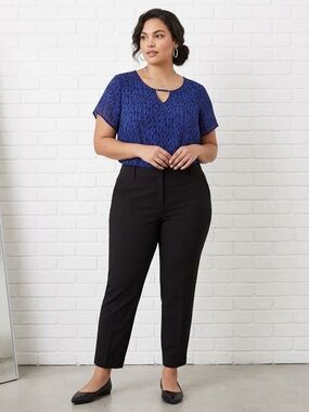 Torrid Blue & Black Ikat Keyhole Georgette Blouse - Size 00